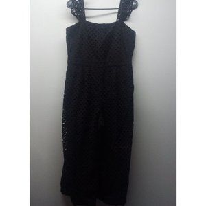 J.CREW Women's Size 10 Black Eyelet Lace SLEEVELESS CROP ROMPER